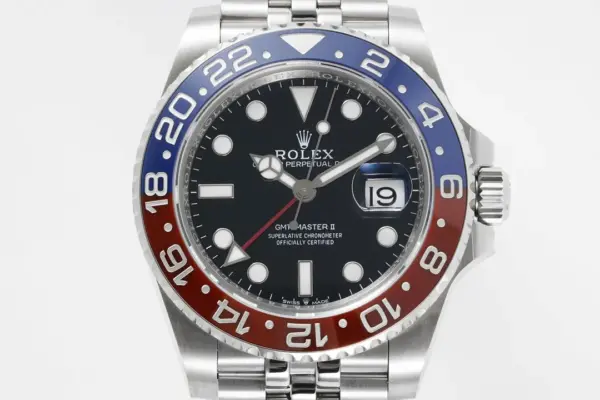AR Factory Rolex GMT-Master II Pepsi Red-Blue Ceramic Bezel Black Dial Stainless Steel Watch