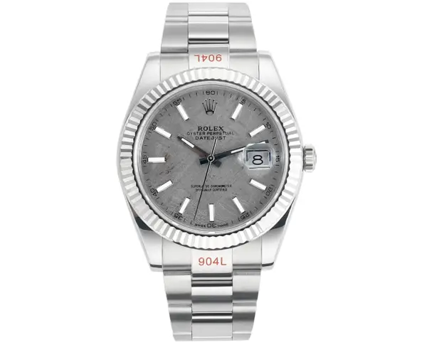 VS Factory Rolex Datejust 41mm Grey Meteorite Dial Fluted Bezel Oystersteel Automatic Men’s Watch