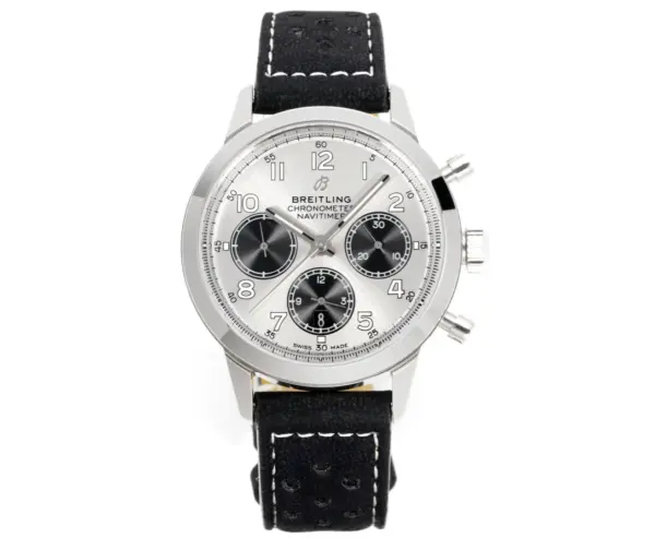 BLS Factory Breitling Navitimer Chronograph Watch with Silver Dial, Black Subdials