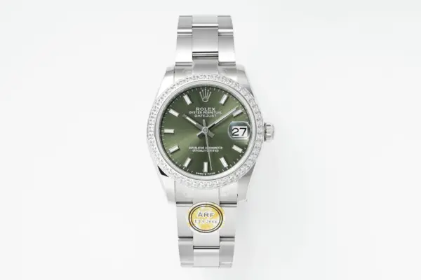 AR Factory Rolex Datejust 31mm Green Dial Diamond Bezel Stainless Steel Oyster Bracelet Watch