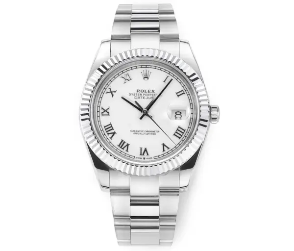 Rolex Datejust 41mm Silver Fluted Bezel White Dial VSF Super Clone Watch