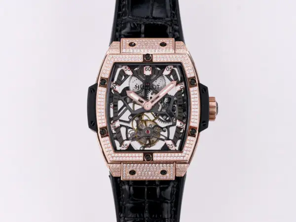 APS Factory Hublot Masterpiece 906 Tourbillon Watch – Rose Gold/Platinum, Black Leather Strap, Skeleton Dial, Super Clone Design