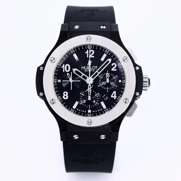 BB Factory Hublot Big Bang 44mm Black Ceramic Chronograph Watch with Rubber Strap – Super Clone Quality