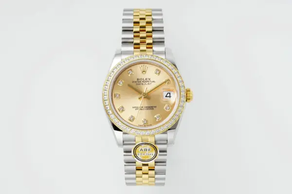 AR Factory Rolex Datejust 31mm Champagne Dial Diamond Bezel Two-Tone Yellow Gold & Stainless Steel Jubilee Bracelet Women’s Watch