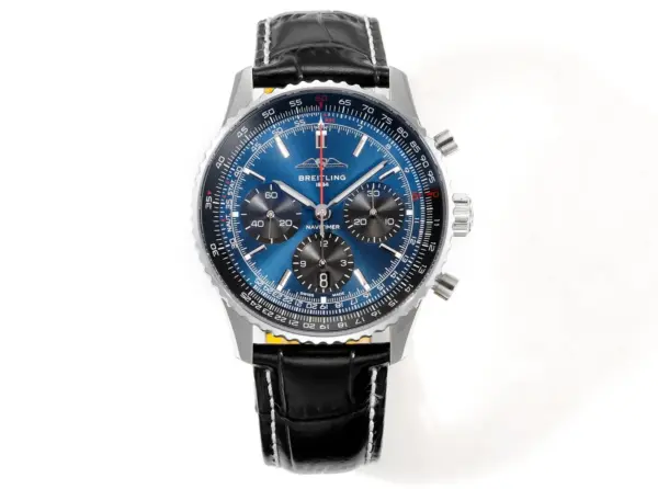 BLS Factory Breitling Navitimer Chronograph Automatic Men’s Watch with Blue Dial, Silver Case
