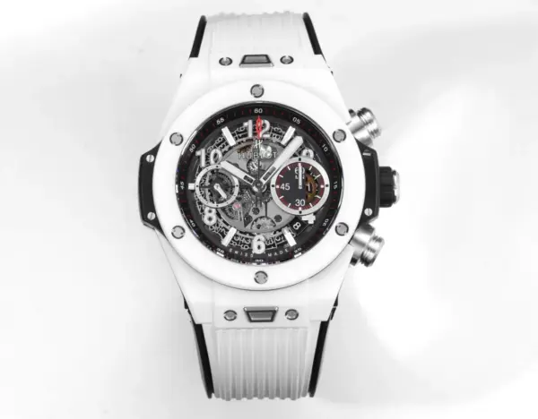 ZF Factory HUBLOT Big Bang Unico White Ceramic Chronograph Watch with Rubber Strap – Super Clone Edition