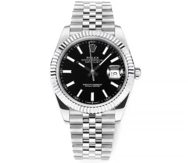 AR Factory Rolex Datejust 41mm Fluted Bezel Black Dial Silver Jubilee Bracelet Luxury Men’s Watch