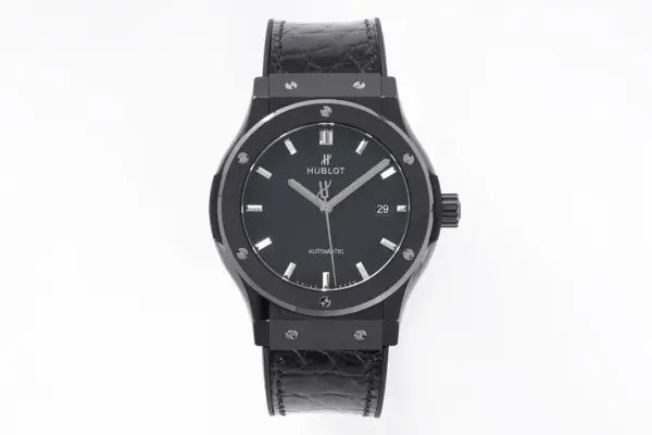 ZF Factory Hublot Classic Fusion Black Ceramic Watch with Alligator Strap – 42mm, Automatic Movement, Super Clone Quality