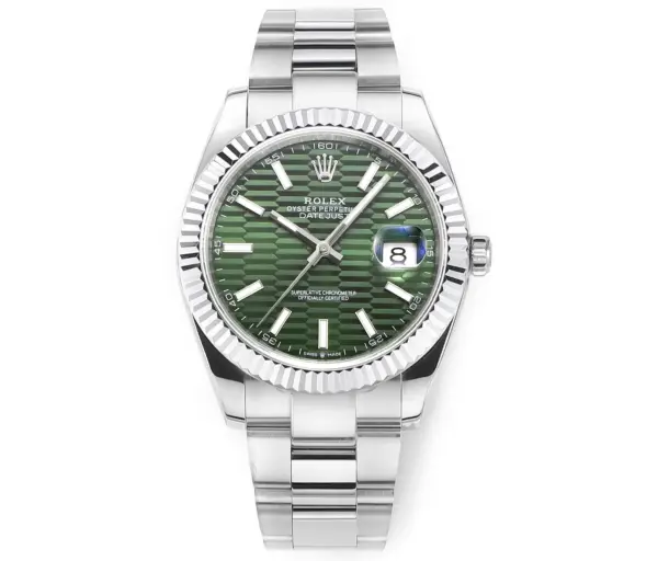AR Factory Rolex Datejust 41mm Stainless Steel Green Dial Fluted Bezel Oyster Bracelet Automatic Men’s Watch