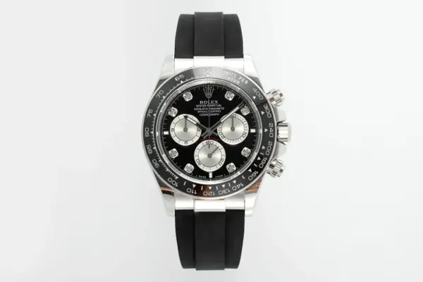 VS Factory Weighted Factory Rolex Daytona – Black Dial, Stainless Steel Case, Rubber Strap VSF Watches Chronograph