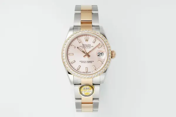 AR Factory Rolex Datejust 31mm Two-Tone Stainless Steel and Yellow Gold Pink Dial Diamond Bezel Women’s Watch