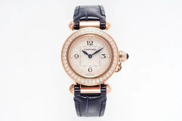 3K Factory Cartier Pasha de Cartier 30mm Rose Gold Blue Leather – Top Quality Replica Watch