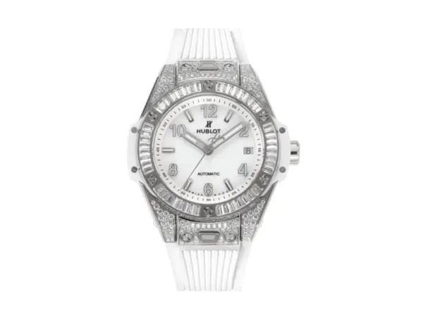 BB Factory Hublot Big Bang One-Click 39mm Stainless Steel White Pave Watch – Automatic, White Strap, Super Clone Quality