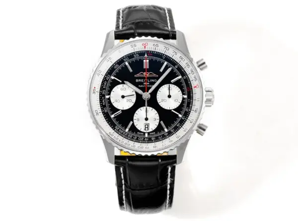 BLS Factory Breitling Navitimer Chronograph Automatic Men’s Watch – Black Dial, White Subdials, Blac