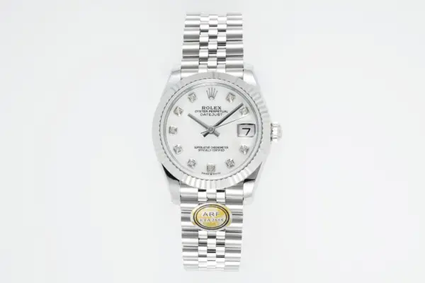 AR Factory Rolex Datejust 31mm White Dial Diamond Bezel Jubilee Bracelet Stainless Steel Ladies Watch