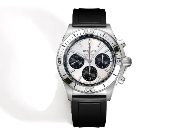 BLS Factory Breitling Chronomat B01 Automatic Chronograph Watch – Silver Case, White Panda Dial