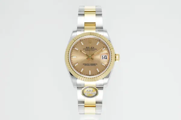 AR Factory Rolex Lady-Datejust 31mm Two-Tone Yellow Gold and Steel Champagne Dial Fluted Bezel Oyster Bracelet Luxury Watch
