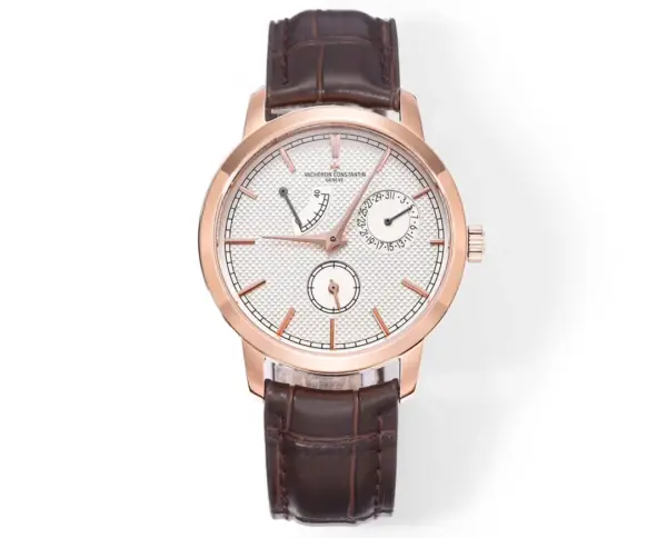 TWA Factory Vacheron Constantin Traditionnelle 83520/000R-9909 Rose Gold Mechanical Watch with Brown Leather Strap – Best Super Clone Edition