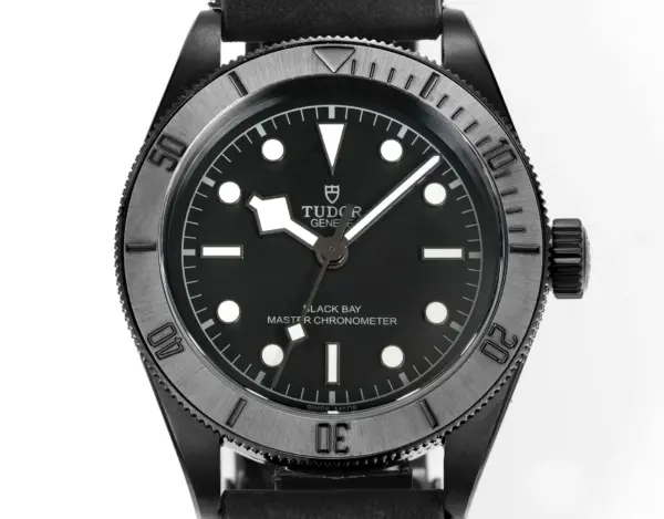 Tudor Black Bay Master Chronometer Black Dial Leather Strap Men’s Diver Watch