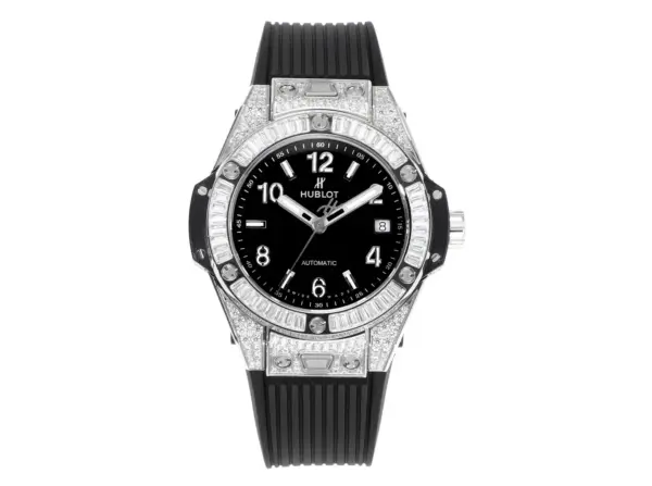 ZF Factory HUBLOT Big Bang One-Click 39mm Stainless Steel White Pave Watch with Black Strap – Super Clone Edition