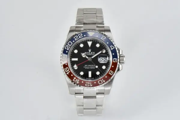 AR Factory Rolex GMT-Master II Pepsi Blue Red Ceramic Bezel Black Dial Stainless Automatic Watch