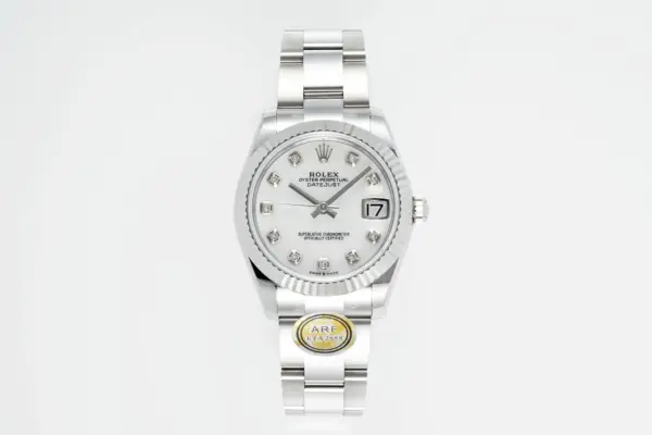 AR Factory Rolex Lady-Datejust 31mm White Dial Diamond Bezel Stainless Steel Oyster Bracelet Women’s Watch
