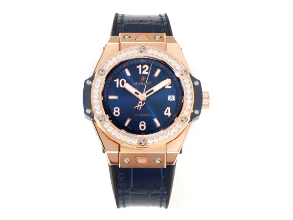 ZF Factory HUBLOT Big Bang One-Click 39mm Rose Gold Blue Dial Diamond Set Automatic Super Clone Watch