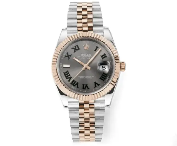 Rolex Datejust 41mm Watch – Two-Tone Steel and Rose Gold with Grey Dial – Super Clone