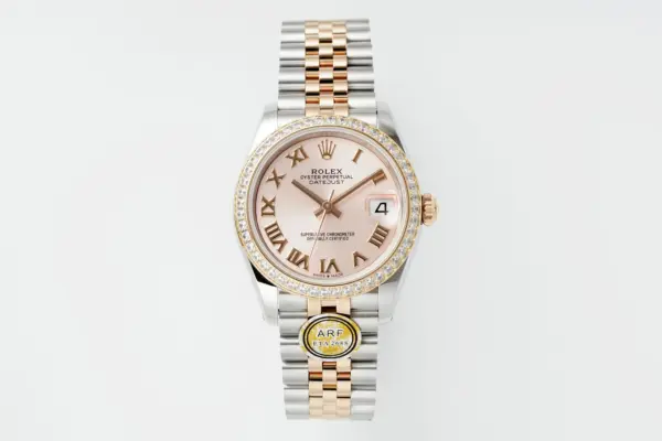 AR Factory Rolex Lady-Datejust 28mm Pink Dial Diamond Bezel Two-Tone Stainless Steel and Yellow Gold Jubilee Bracelet Automatic Watch
