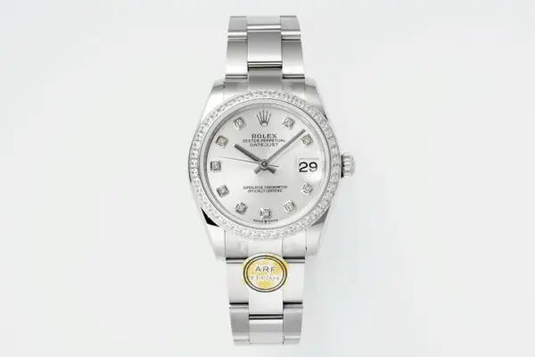 AR Factory Rolex Oyster Perpetual Datejust 31mm White Dial Diamond Bezel Stainless Steel Ladies Watch