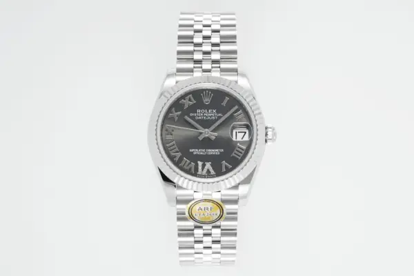 AR Factory Rolex Datejust 31mm Stainless Steel Grey Roman Numeral Dial Jubilee Bracelet Luxury Watch