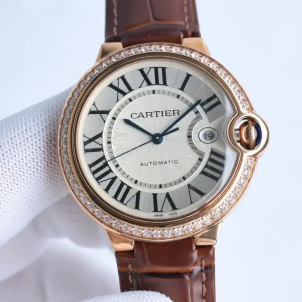 Cartier Ballon Bleu Automatic Brown Leather Replica Watch – High-Quality Fake Cartier Timepiece