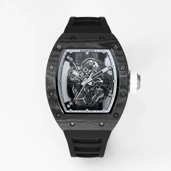 ZF Factory Richard Mille RM055 Carbon Fiber Black Rubber Super Clone Luxury Watch
