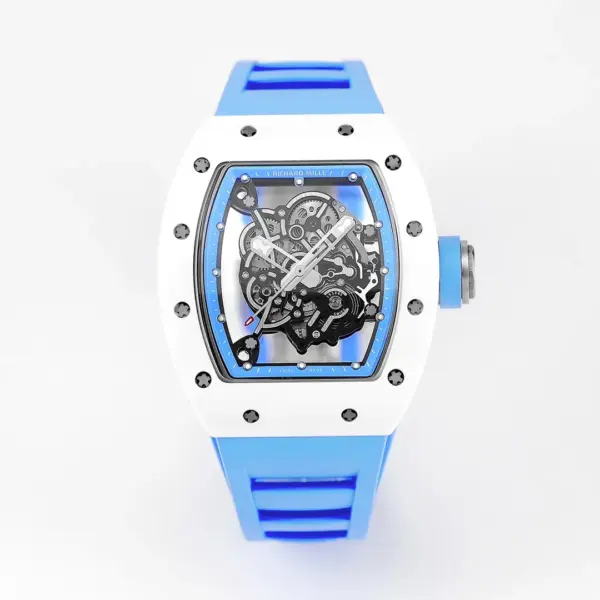 BBR Factory Richard Mille White Ceramic Blue Strap Super Clone Watch – Premium Replica Richard Mille Watch