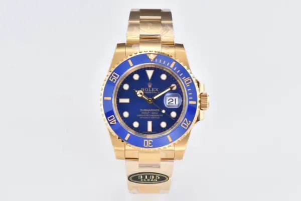 VS Factory Rolex Submariner 40mm Blue Dial Gold Tone Watch – 116618 Series