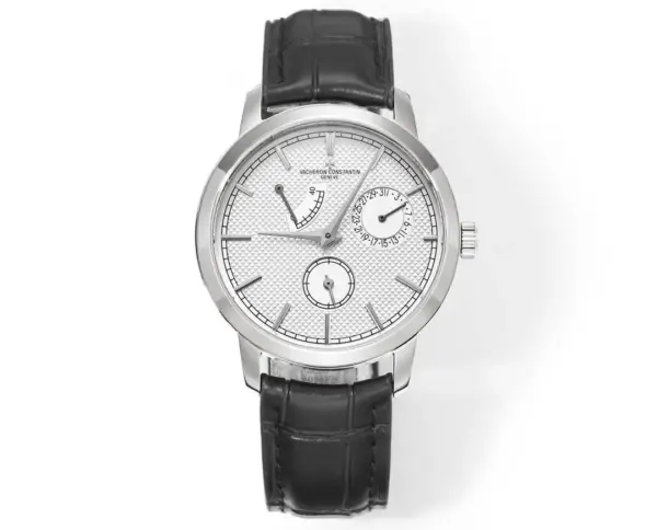 GS Factory Vacheron Constantin Traditionnelle 83520/000R-9909 Mechanical Watch – Silver Dial, Black Leather Strap, Multi-Function Automatic Super Clone Watch, Best Replica Quality