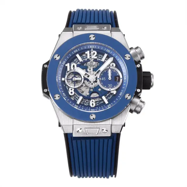 WWF Factory Hublot Big Bang Watch – Blue Chronograph with Skeleton Dial, Automatic Movement, Titanium Case, Super Clone Design