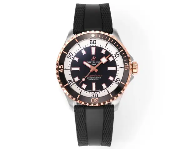 BLS Factory Breitling Superocean Automatic Men’s Dive Watch – Black Dial with White Markers