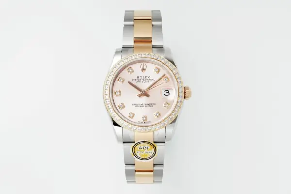 AR Factory Rolex Datejust 31mm Two-Tone Rose Gold and Steel Ladies Watch with Pink Diamond-Set Dial and Bezel