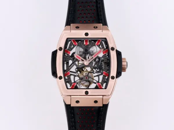 APS Factory Hublot Masterpiece 906 Rose Gold/Platinum Plated Tourbillon Watch with Black Leather Strap – Super Clone Excellence