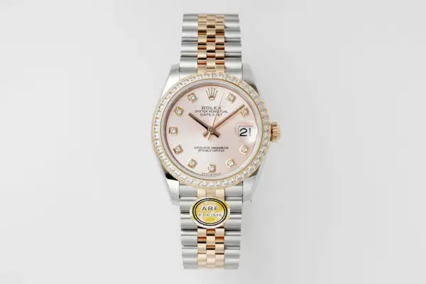 AR Factory Rolex Datejust 31mm Two-Tone Oystersteel and Yellow Gold Pink Dial Diamond Bezel Jubilee Bracelet Women’s Watch