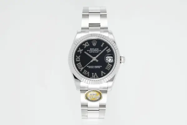 AR Factory Rolex Datejust Stainless Steel Black Dial Roman Numerals Fluted Bezel Automatic Men’s Watch