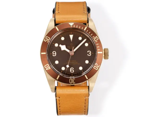 Tudor Black Bay Bronze Automatic Men’s Diver Watch with Brown Dial and Tan Leather Strap