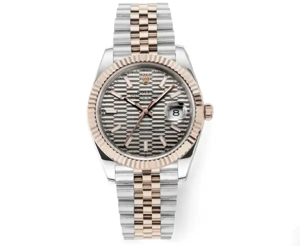 VS Factory Rolex Datejust 41mm Watch with Platinum Bezel, Grey Dial, and Super Clone Quality