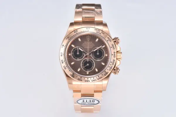 BT Factory Rolex Daytona Clean Factory 116505 Rose Gold Daytona – Brown Dial, Three-Piece Strap Chronograph by VSF Watches