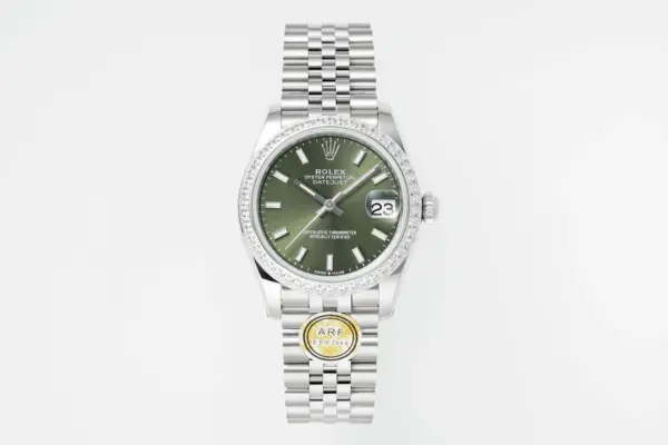 AR Factory Rolex Datejust 31mm Green Dial Diamond Bezel Stainless Steel Jubilee Bracelet Women’s Luxury Watch