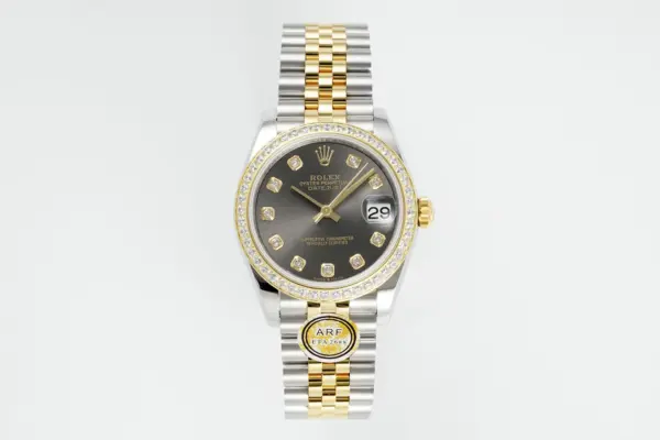 AR Factory Rolex Datejust 31mm Two-Tone Yellow Gold and Stainless Steel Black Dial Diamond Bezel and Markers Women’s Luxury Watch