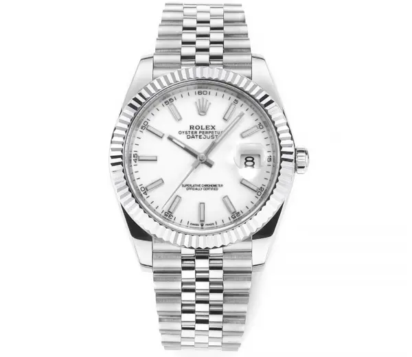 AR Factory Rolex Datejust 41mm Stainless Steel White Dial Fluted Bezel Jubilee Bracelet Automatic Men’s Watch
