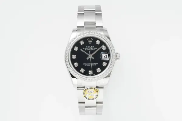 AR Factory Rolex Datejust 31mm Black Dial Diamond Bezel Stainless Steel Oyster Bracelet Automatic Women’s Watch