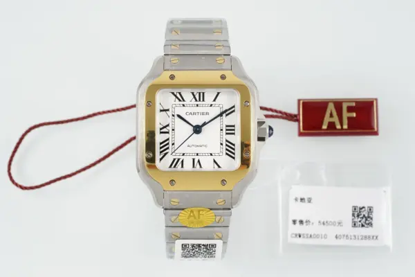 AF Factory Cartier Santos de Cartier Medium Automatic Watch Two-Tone Stainless Steel and Yellow Gold Roman Dial W5200028